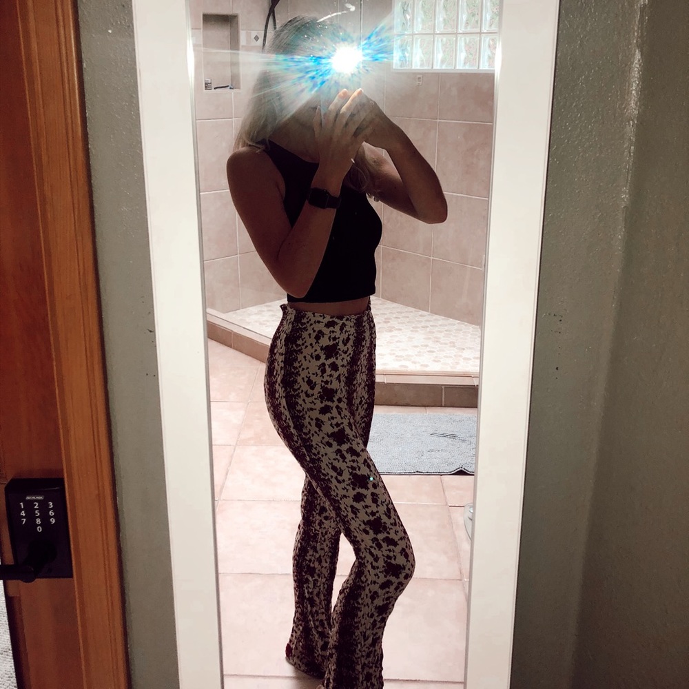Flowy floral bell bottom pants